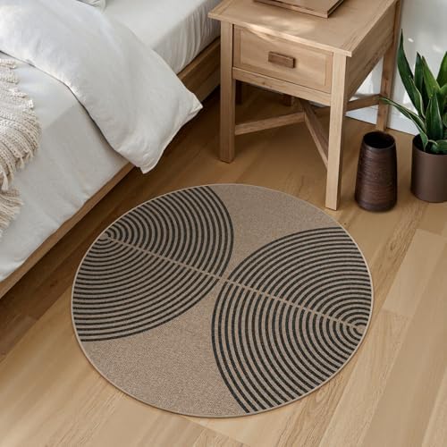Lahome Modern Rainbow Small Round Rug, 3ft Washable Circle Rug for Doorway