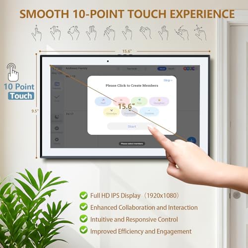 15.6 Inch Digital Calendar Wall Touch Screen Chore Chart, HD Electronic Smart Family Calendar Interactive Display Calendar and Cloud Photo, Gifts for Women Men Kids, Gifts for Mom Dad