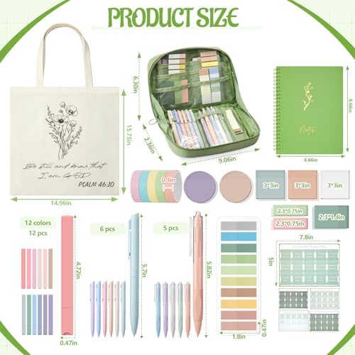 Jutom 110 Pcs Bible Journaling Supplies Bible Study Kit,Green