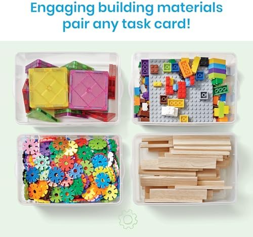 hand2mind STEM Bins Comprehensive Set by Brooke Brown, STEM Bins for Classroom, STEM Manipulatives for Elementary, STEM Activities, Kids Engineering Building Kits, Science Teacher Supplies (Set of 16)