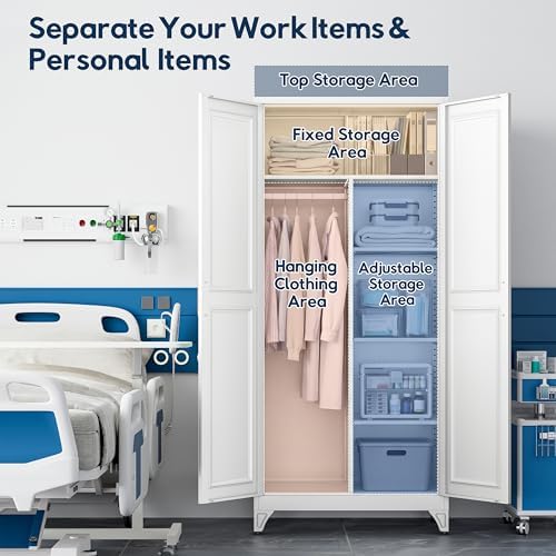 UNICOLY Armoire Wardrobe Closet，71" Metal Wardrobe Cabinet with Door