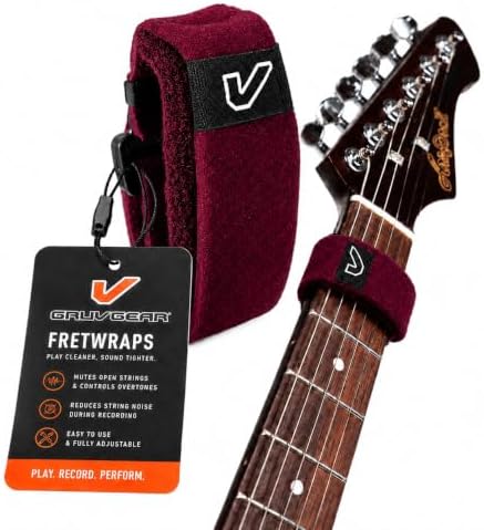 Gruv Gear Fret Wrap & Guitar Mute, Fretwrap for Acoustic, Electric & Bass | String Dampener Recording, Tapping & Practice Accessory (1 Pack, Extra Large Burgundy, Fits 7-12 String Bass, Extended