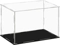Clear Acrylic Display Case,Self-assembly Display box with black acrylic base,Countertop Box Cube Organizer Stand Riser Dustproof Protection Showcase for action Figure toy Collectibles(9.4x7.9x7.9inch)