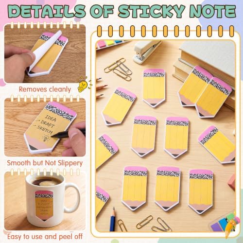 Back to School Sticky Notes Pencil Note Pads Classroom Supplies