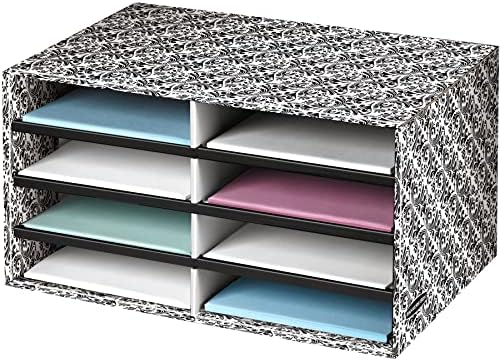 Bankers Box Literature Sorter, Letter, Black/White Brocade | Turn paper piles into organized workflows with durable compartments that keep mail, forms, and projects easy to find.