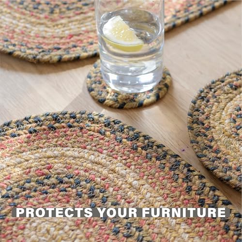 Homespice Russet Jute Braided Coasters for Country Decor, Round 4" Set of 6