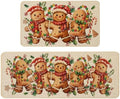 Baccessor Christmas Gingerbread Kitchen Rugs Set of 2,Merry Christmas Xmas Winter Kitchen Mats Washable Non Slip for Floor Hallway Laundry Sink Holiday Home Decor 17x29 and 17x47 Inch