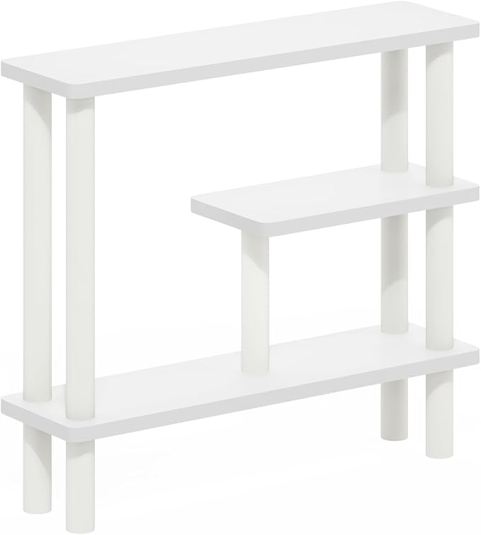 Furinno TURN-N-TUBE Bathroom Storage Shelf, 3-Tier Narrow Storage Rack, Space Saving Shelf, for Bathroom, Living Room, Entryway, White