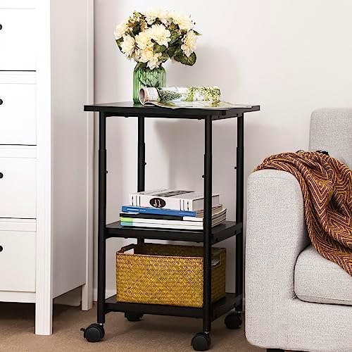 VASAGLE 3-Tier Printer Stand with Locking Wheels, Under Desk Printer Table