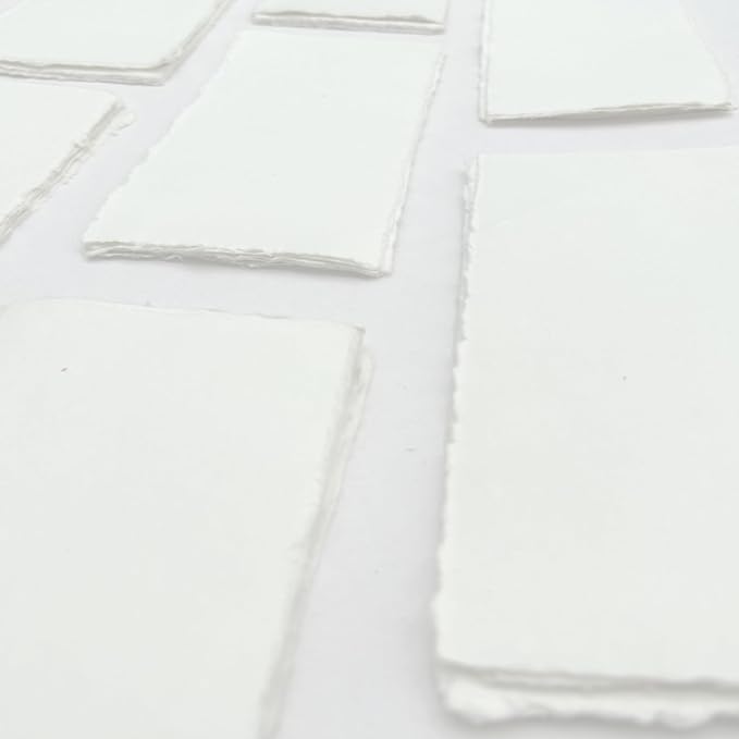 Handmade Deckle Edge Cotton Rag Paper 4x9” – 150 GSM Premium Blank Invitation Sheets | Rustic Textured Card Stock for Wedding Invites, Baby Showers, Crafting & Calligraphy (Pack of 100)