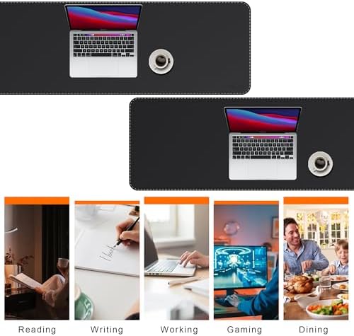 Mydours PU Leather Desk Mat 74.8"x15.7", XXL Large Gaming Mouse Mat, Black