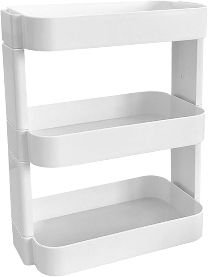 PRETYZOOM 3-Layer White Desktop Storage Rack Removable Organizer for Makeup Stationery Sundries - Multi-Purpose Desktop Shelf for Home Office and School