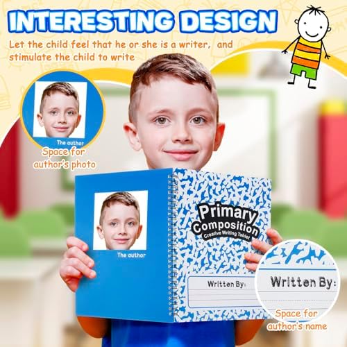 Henoyso 6 Pack Primary Composition Notebook, 100 Pages,Rainbow Color