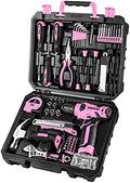 DEKOPRO Drill Set, Home Tool Set with 8V Pink Cordless Drill, Hand Tool Kit for Women, 126 pcs