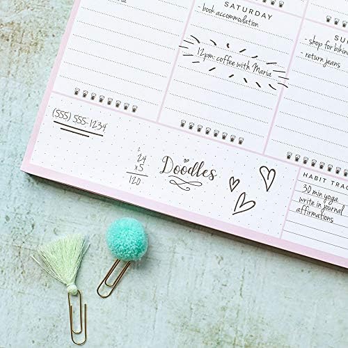 Undated Desk Planner Pad - 52 Pages Weekly Notepad with To Do List and Habit Tracker | Weekly Desk Pad Tear Off for Organization (Ice Cream)