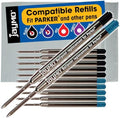 Replacement for Parker 1950369 - G2 Ballpoint Pen Refill - 6 Black + 6 Blue