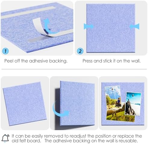 MaxGear Felt Bulletin Board 48" x 36", Light Blue Felt Wall Tile Wall Decor