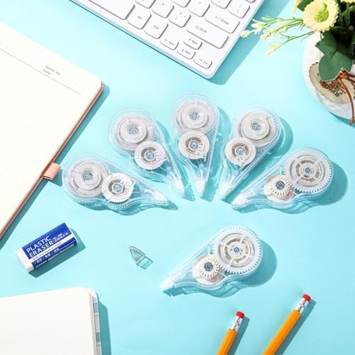 AmazingSpark 200 Pcs Correction Tape Bulk 39.4 ft White Wrong out Tear-resistant Instant Corrections Easy to Use Applicator for School, Office, Note Taking, Journal, Tape Width 0.2in (Clear)