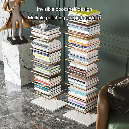 Modern Open Vertical Bookcase,Invisible Floating Storage Rack,Narrow Floor Standing Organizer for Small Spaces,Gold-150cm/59in