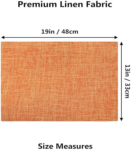 Demetex Orange Placemats Set of 6 Fall Linen Place Mats Modern Washable Table Plate Mats for Dinner Banquet Buffet Restaurant Dining Room, 13x19 inch, Orange