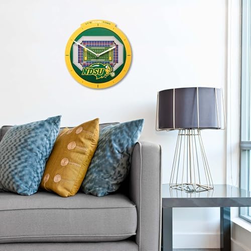 YouTheFan NCAA North Dakota State Bison StadiumView 3D Wall Clock