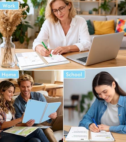 Academic Planner 2026-2027, Weekly and Monthly Hardcover Planner, July 2026 - June 2027, 5.75" x 8.38" A5 Large Daily Calendar Planner Book with Tabs, Spiral Yearly Agenda Organizer Notebook for School Work Home, Sky Blue
