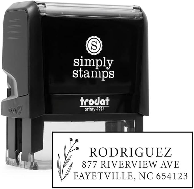 Custom Floral Address Stamp | Choose from 12 Designs | Multiple Ink Color Options | Envelope Return Address Stamp for Couple or Family (Design 11, Extra Large)