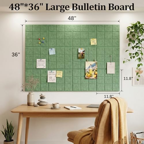 Large Felt Bulletin Board for Walls: 12-Pack Black Cork Board Alternative 11.8x11.8 Inch Peel and Stick Pin Board Wall Decor for Home Organization, Office Memo Board, Self-Adhesive Wall Tiles