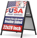 A-Frame Sidewalk Sign 22x28 Inch, Heavy Duty Double-Sided Sandwich Board Sign, Foldable Metal A Frame Sign Holder with Handle, Outdoor & Indoor Business Sign, Menu Board for Restaurants & Cafes