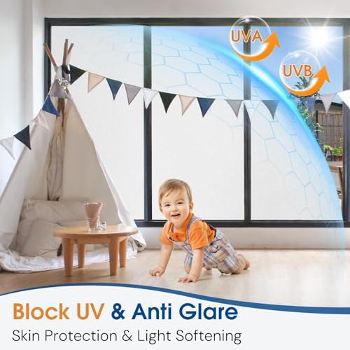 Homein Frosted Glass Window Privacy Film with Tools, Static Cling, Pure