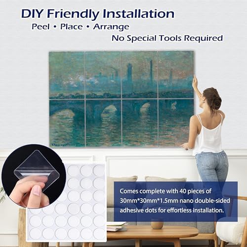 PINWELIFE® Masterpiece Acoustic Art Panels, 8-Pack 12"×16" Sound Absorbing Panels, Decorative Acoustic Wall Art, Noise and Echo Cancelling for Home Studio/Office, Nano Tape Included
