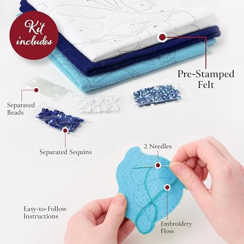 Bucilla Felt Applique Pillow Kit, Winter Blue Poinsettia, Perfect for DIY Arts and Crafts