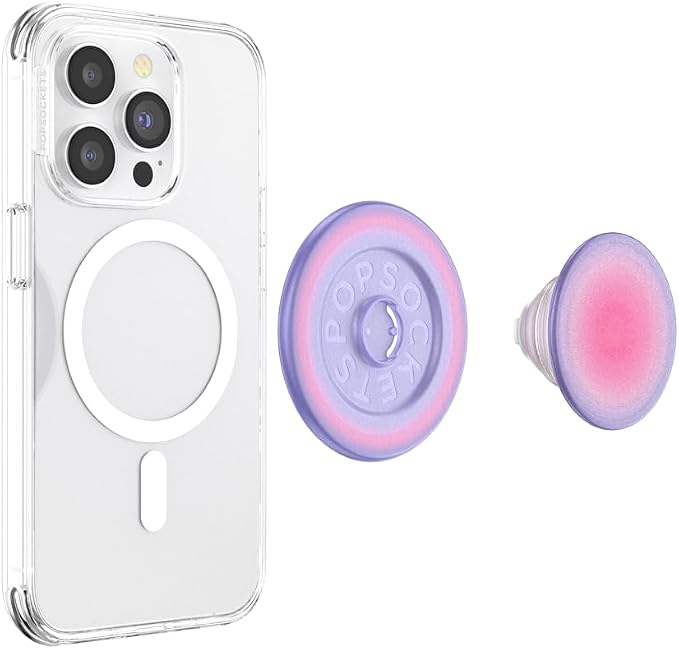 PopSockets Phone Grip for MagSafe, Magnetic Holder- Aura | Removable, For Kindle / Android / iPhone, With Magnet, Purple, Aura, Phone, Women