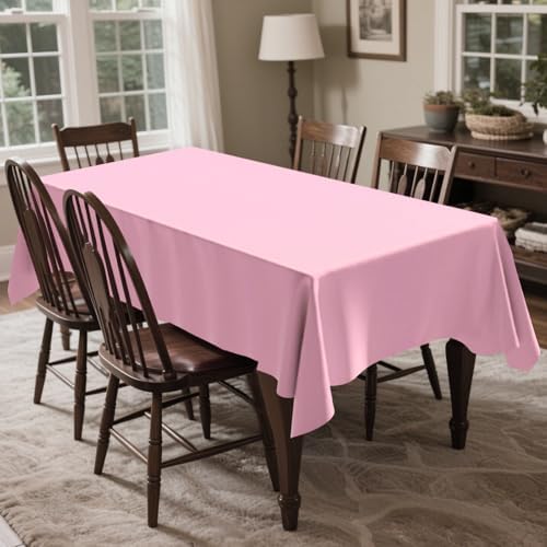 CXPSINC 54 Inch X 300 Feet Plastic Table Cover Roll Disposable Tablecloth with Slide Cutter for All Type/Shape Tables | Party, Banquet, Birthdays, Weddings(Pink, 300 Feet)