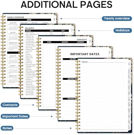 Planner 2026-2027, Monthly & Weekly Jul 2026-Jun 2027 Calendar Book | 6.3" x 8.5", Hardcover Spiral Planner with Tabs, School & Daily Pretty Agenda for Women, Students, Teachers, Spring Branches