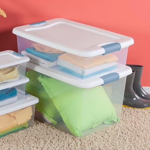 Sterilite Latching Box with Lids for Home and Office, 32 Quart, 6-Pack