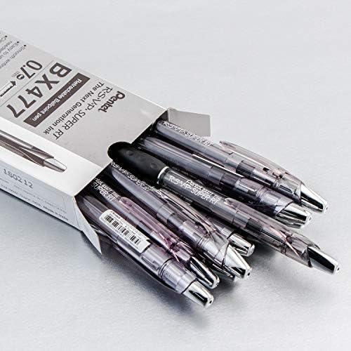 Pentel RSVP Super RT Ballpoint Pen, (0.7mm) Fine Line, Black Ink, Box of 12 (BX477-A)