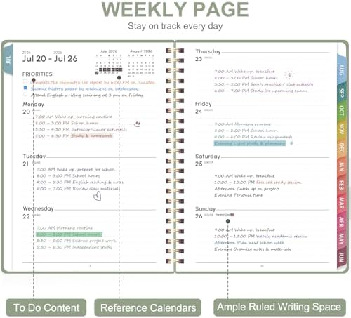 Planner 2026-2027, Weekly and Monthly Academic Planner, July 2026 - June 2027, Hardcover Calendar Agenda Book for School Year Planning, School Supplies for Teacher and Student, Letter Size(8.5'' x 11'')