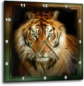 3dRose Wall Clock Silent - 10 inch - Portrait of a Tiger - Designs Animal Themes