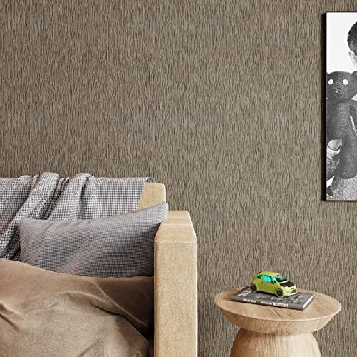 CRE8TIVE 24"x354" Large Size Tan Grasscloth Wallpaper Textured Wallpaper Stick and Peel Grasscloth Contact Paper Removable Self Adhesive Linen Fabric Brown Wallpaper for Bathroom Kitchen Home Decor