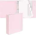 Vintage Hardcover 1.5 inch Ring Leather Binder, 2 inch Spine, Professional Organizer, Letter Size Dividers with Tabs, Faux Rose Pink Leather