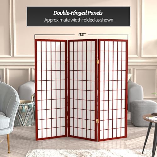 4 ft. Short Window Pane Shoji Screen - Rosewood - 3 Panels
