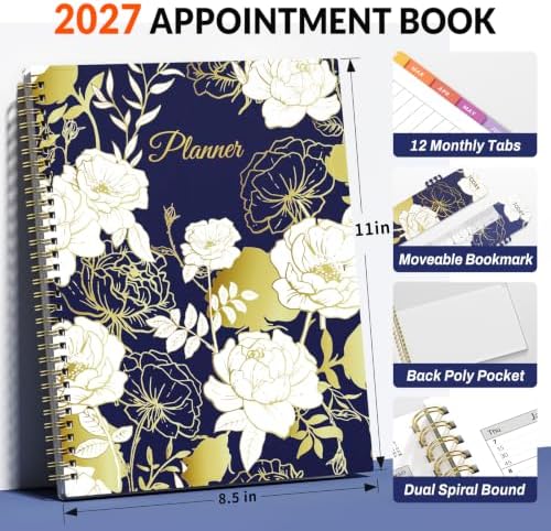 SUNEE 2027 Appointment Book, Quarter-Hourly, Weekly Monthly Planner, 8.5"x11",Vintage