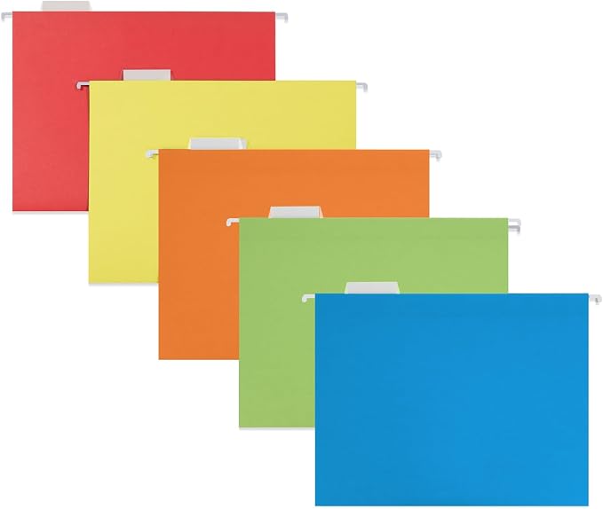 Oterri 6 Pack White File Organizer, Small Storage Box and 25 Pack Hanging File Folders