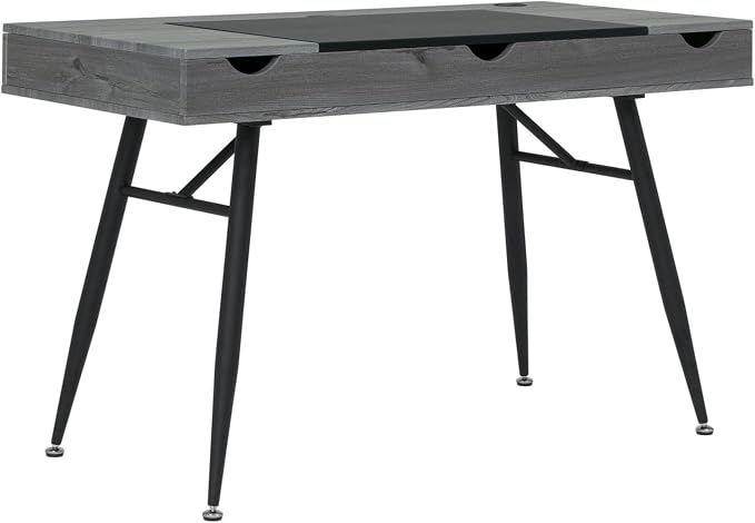 Calico Designs Nook Modern Office Laptop Writing Desk- 47.25″ Wide Home Workstation Space-Saving with Storage Compartments, Greywash
