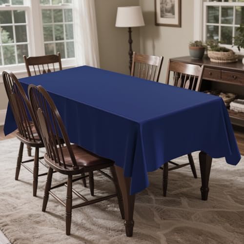 CXPSINC 54 Inch X 300 Feet Plastic Table Cover Roll Disposable Tablecloth with Slide Cutter for All Type/Shape Tables | Party, Banquet, Birthdays, Weddings(Navy Blue, 300 Feet)