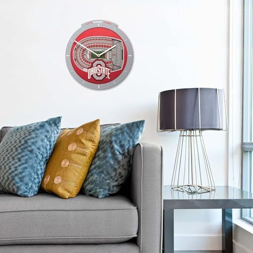 YouTheFan NCAA Ohio State Buckeyes StadiumView 3D Wall Clock