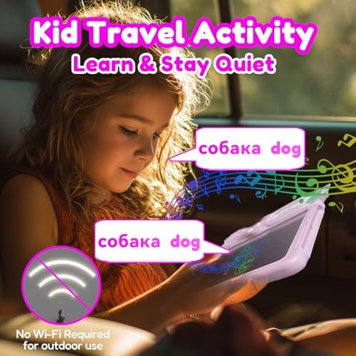 Writing Tablet with Bilingual Flash Cards for Kid, Russian, Pink