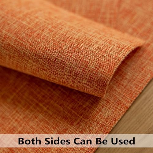Demetex Orange Placemats Set of 6 Fall Linen Place Mats Modern Washable Table Plate Mats for Dinner Banquet Buffet Restaurant Dining Room, 13x19 inch, Orange