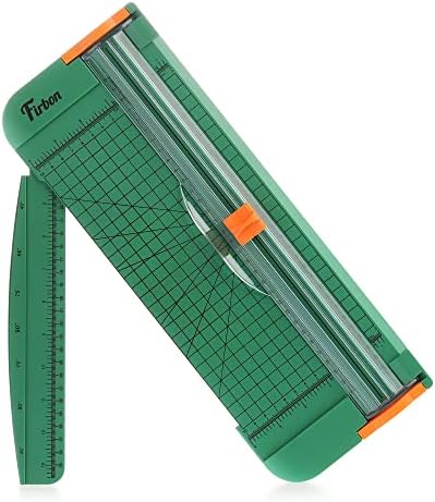 Firbon Green A4 Paper Cutter Bundle with 5Pcs Refill Blades, 12 Inch Paper Trimmer with Side Ruler for Scrapbooking, Craft, Coupon, Label, Cardstock